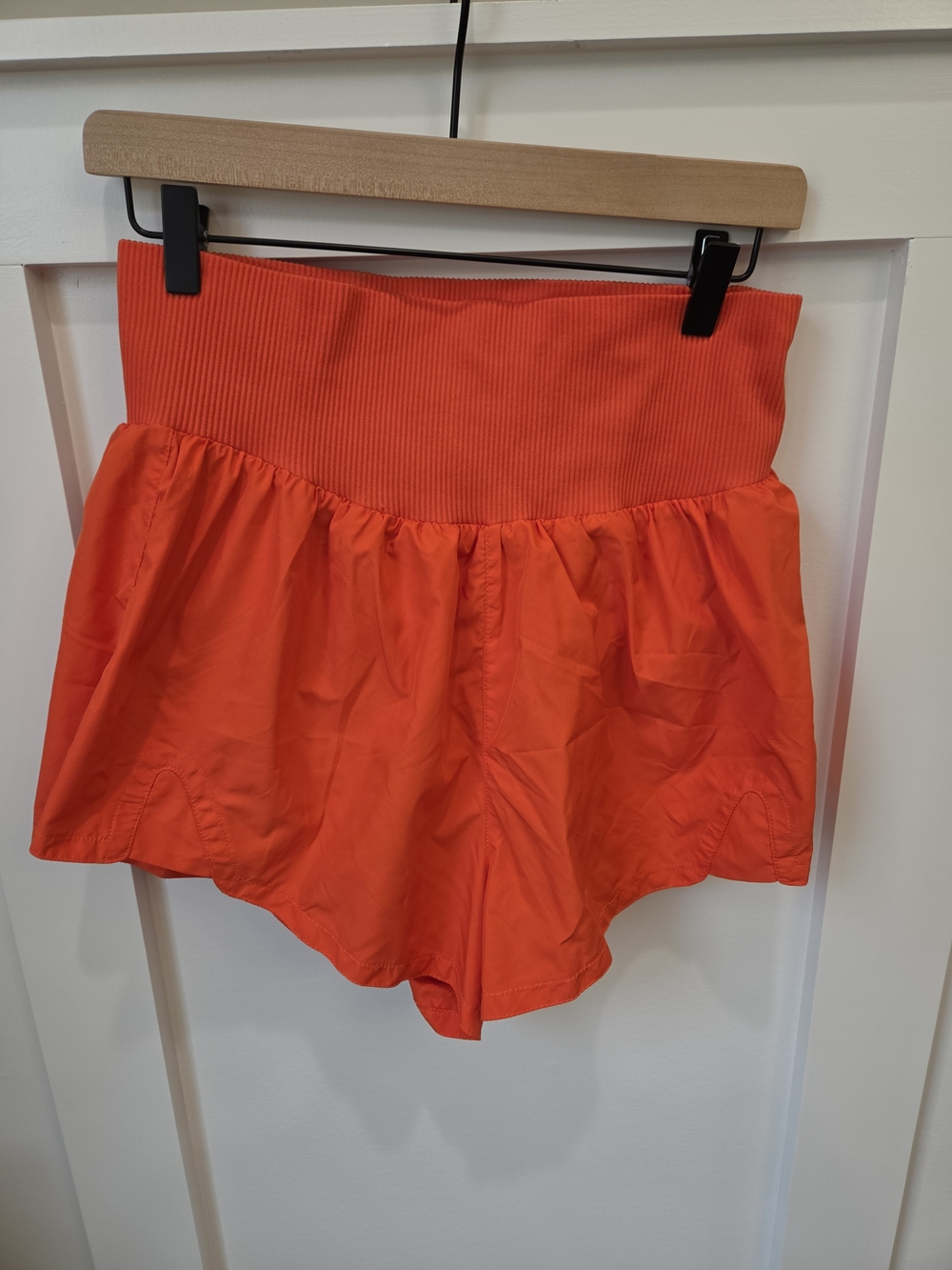 FP Movement by Free People High-Waist Ribbed Waistband Orange Shorts
